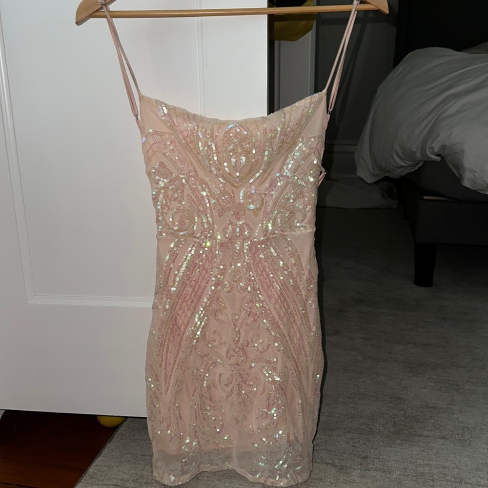 Pink sparkly mini dress